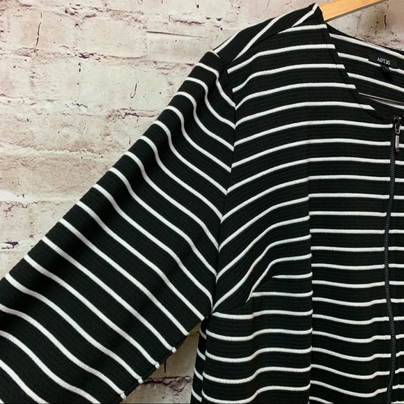 Apt. 9 Black Striped Zipper Front Long Sleeve Cardigan Jacket - Picture 3 of 11